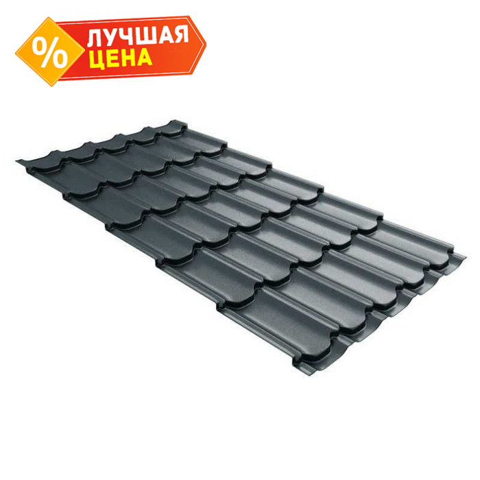 Металлочерепица Grand Line Kvinta plus (Квинта Плюс) 0,5 Quarzit PRO Matt RAL 7016 Антрацитово-серый