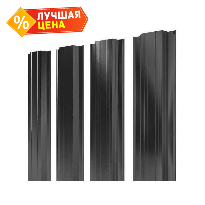 Штакетник Прямоугольный Grand Line 0,45 Drap ST RAL9005 Черный