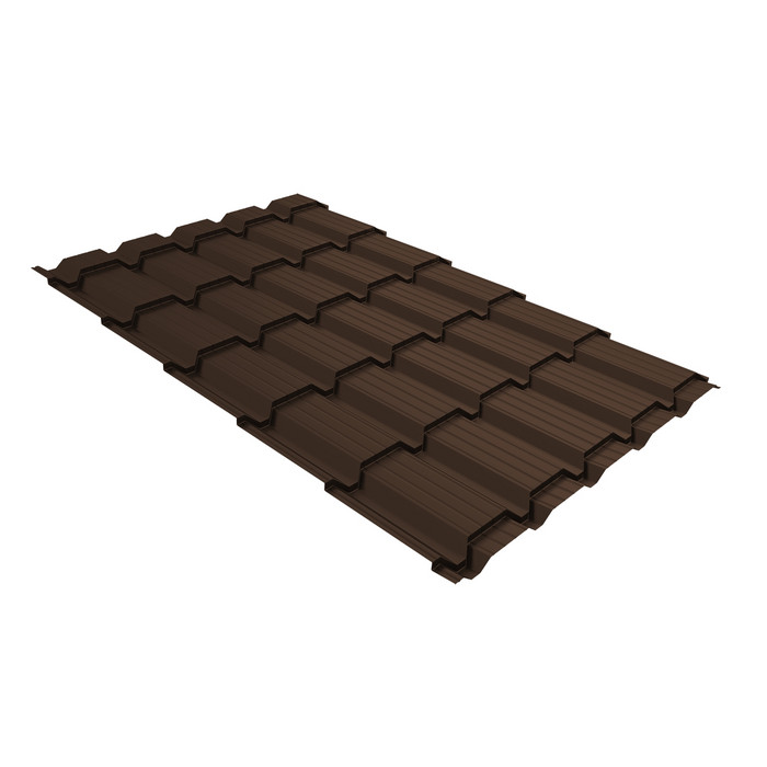 Металлочерепица Grand Line Верховье Quadro profi (Квадро Профи) 0,5 PurPro Matt 275 RAL 8017 шоколад